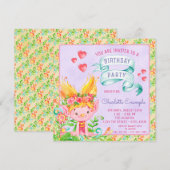 かわいいトロール誕生日パーティーの招待状 招待状 (正面/裏面)