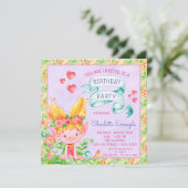 かわいいトロール誕生日パーティーの招待状 招待状 (スタンド正面)