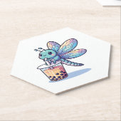 かわいいトンフライバブルティーボバトンフライ ペーパーコースター (アングル)
