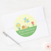 かわいいトンボおよびかたつむりの庭はステッカー感謝していしています ラウンドシール (封筒)