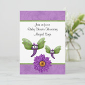 かわいいトンボと花の赤ちゃんシャワー招待状 招待状 (スタンド正面)