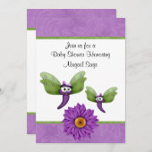 かわいいトンボと花の赤ちゃんシャワー招待状 招待状 (正面/裏面)