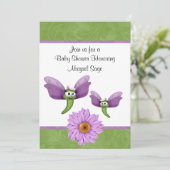 かわいいトンボと花の赤ちゃんシャワー招待状 招待状 (スタンド正面)