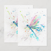 かわいいトンボのカラフルなデザイン | クリスマスのプレゼント 招待状 (正面/裏面)