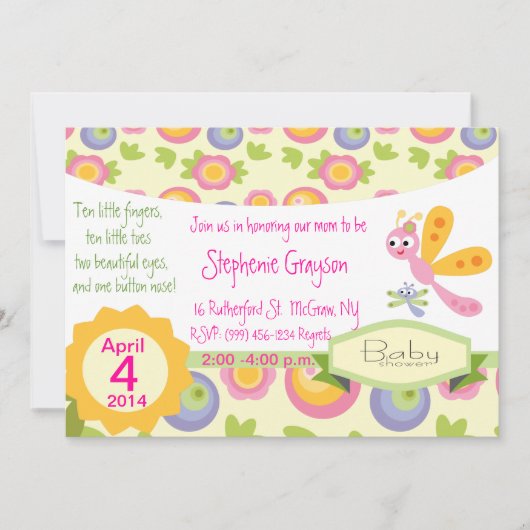 かわいいトンボのシャワー招待状 招待状 (正面)