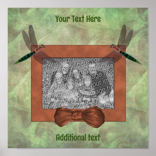 かわいいトンボのフレーム自分の写真を作成 ポスター (正面)