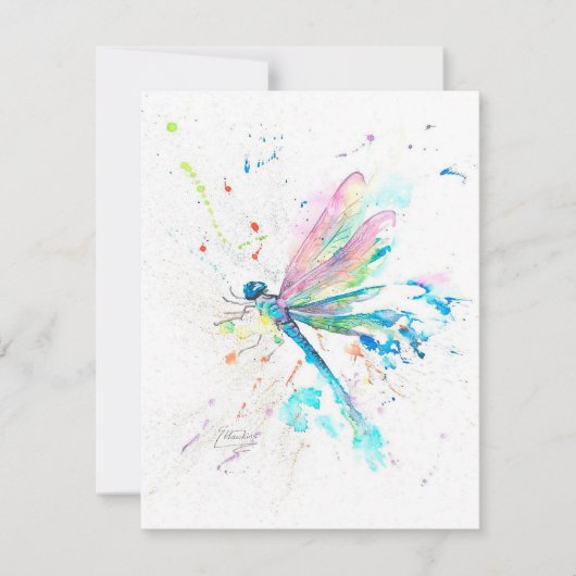 かわいいトンボカラフルイ |クリスマスのプレゼント 招待状 (正面)