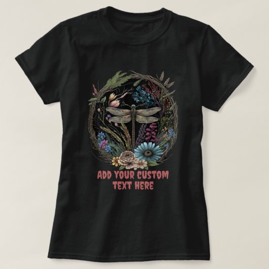 かわいいトンボフローラ野花、トンボ愛好家 Tシャツ (デザイン正面)