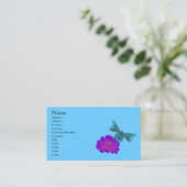 かわいいトンボ《植物》百日草フラワービジネスカード 名刺 (スタンド正面)