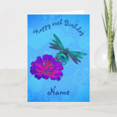 かわいいトンボonフラワーパーソナライズされた誕生日  カード (正面)