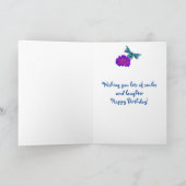 かわいいトンボonフラワーパーソナライズされた誕生日  カード (内部)