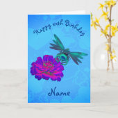 かわいいトンボonフラワーパーソナライズされた誕生日  カード (黄色い花)