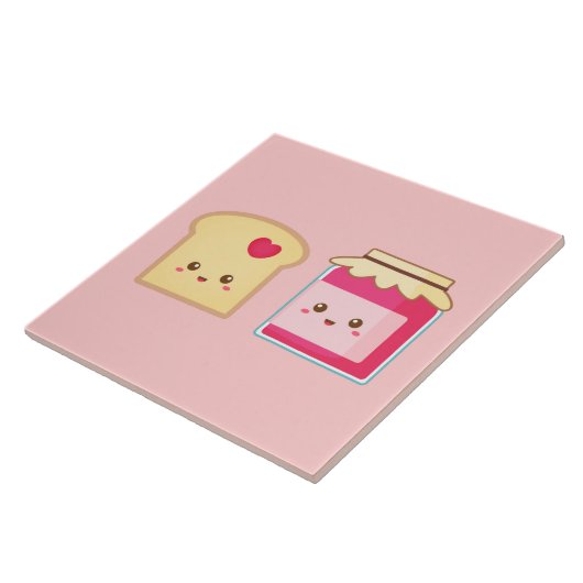かわいいトーストおよび込み合いとの愛を広げて下さい タイル (側面)