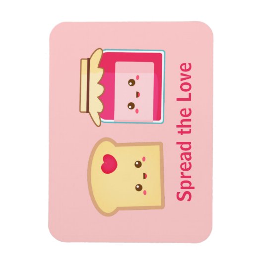 かわいいトーストとジャムで愛を広げる マグネット (縦)