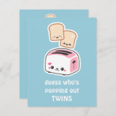 かわいいトーストツインズベビーシャワー招待状 招待状 (正面/裏面)