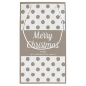 かわいいトープ水玉模様メリークリスマス スモールペーパーバッグ (裏面)