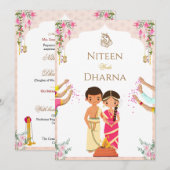 かわいいトーンカップルの伝統的なインドの結婚カード 招待状 (正面/裏面)