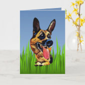 かわいいドイツの羊飼いのグリーティングカード カード (黄色い花)