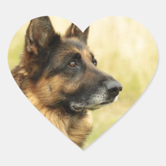 かわいいドイツの羊飼いのステッカー ハートシール (正面)