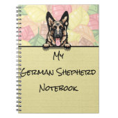 かわいいドイツの羊飼いのノートを覗く ノートブック (正面)