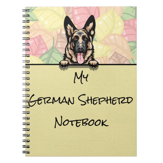 かわいいドイツの羊飼いのノートを覗く ノートブック (正面)