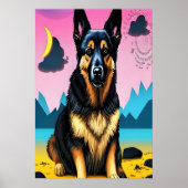 かわいいドイツの羊飼いのポートレート | AI Art ポスター (正面)