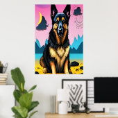 かわいいドイツの羊飼いのポートレート | AI Art ポスター (ホームオフィス)