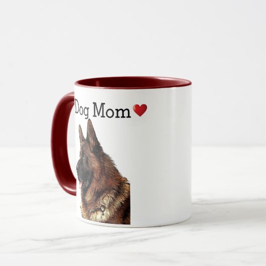かわいいドイツの羊飼いハート犬ママ子犬 マグカップ (正面左)