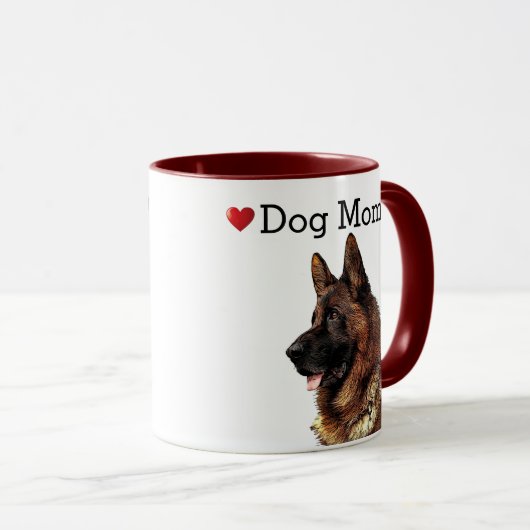 かわいいドイツの羊飼いハート犬ママ子犬 マグカップ (正面右)