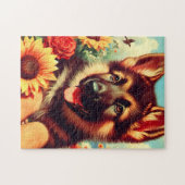 かわいいドイツの羊飼いワン絵を描ピー ジグソーパズル (横)