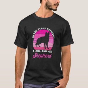 かわいいドイツの羊飼い女の子のためのピンクGSP犬W Tシャツ