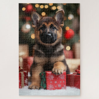 かわいいドイツの羊飼い子犬のクリスマス ジグソーパズル