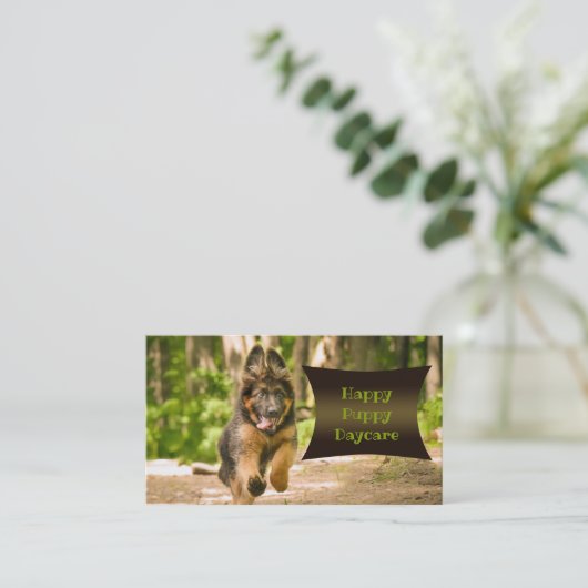 かわいいドイツの羊飼い子犬のデイケア 名刺 (スタンド正面)
