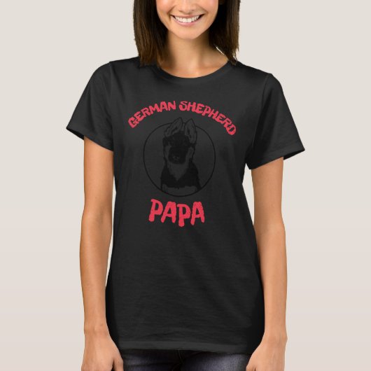 かわいいドイツの羊飼い子犬パパレッド Tシャツ (正面)