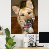 かわいいドイツの羊飼い犬とスカーフ ポスター (ホームオフィス)