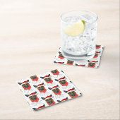 かわいいドイツの羊飼い犬のクリスマスパターン スクエアペーパーコースター (インサイチュ)