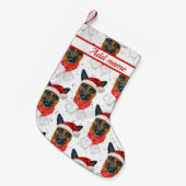 かわいいドイツの羊飼い犬のクリスマスパターン スモールクリスマスストッキング (正面 (吊り時))