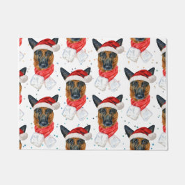 かわいいドイツの羊飼い犬のクリスマスパターン ドアマット