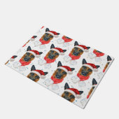 かわいいドイツの羊飼い犬のクリスマスパターン ドアマット (アングル)