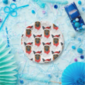 かわいいドイツの羊飼い犬のクリスマスパターン ペーパープレート (パーティー)