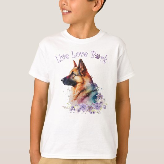 かわいいドイツの羊飼い犬フローラ Tシャツ (正面)