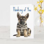 かわいいドイツの羊飼い犬考えのワンちゃん カード (黄色い花)