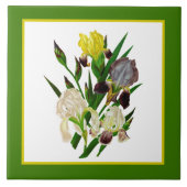 かわいいドイツの虹彩フローラデコールヴィンテージ タイル (正面)