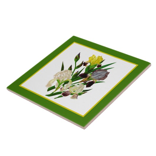 かわいいドイツの虹彩フローラデコールヴィンテージ タイル (側面)