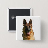 かわいいドイツシェパードボタン 缶バッジ (正面&裏面)