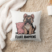 かわいいドイツ牧羊犬の子犬 "Fluff Happens" 犬 クッション (ブランケット)