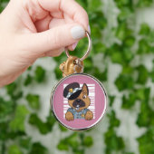 かわいいドイツ牧羊犬の警察犬の子犬 キーホルダー (手)