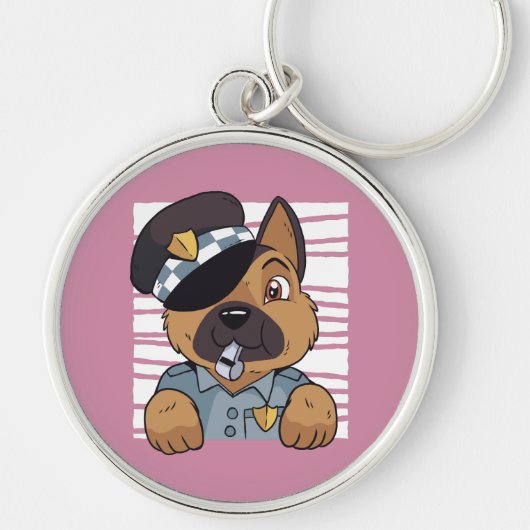 かわいいドイツ牧羊犬の警察犬の子犬 キーホルダー (正面)