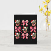 かわいいドイツ牧羊犬 赤いチェックの コケティーなリボン付き カード (黄色い花)