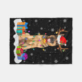 かわいいドイツ羊飼い犬クリスマスライトサンタハ フリースブランケット (正面(横))